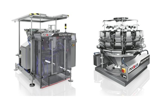Ima Ilapak Vegatronic 6000 vertical form fill seal bagger packaging machine and multihead weigher WA 16-10 slim for produce soup cubes in pillow bag